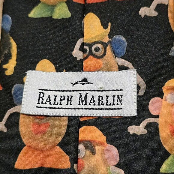 Vintage 1995 Ralph Marlin Mr. Potato Head Novelty Neck Tie Black 56" EUC - Picture 2 of 9